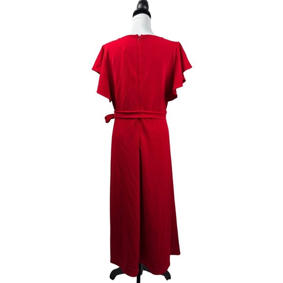 DKNY Women's Flutter Sleeve V-Neck Wrap (Scarlet) Dress Size 12 V-Day Gift!! - Picture 5 of 10
